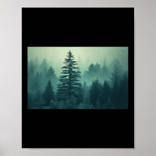 Poster Nuit Nature Arbres Extérieur Forêt Verte Montagnes