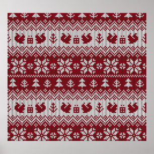 Poster Nuit, Noël, écureuils, motif vintage.