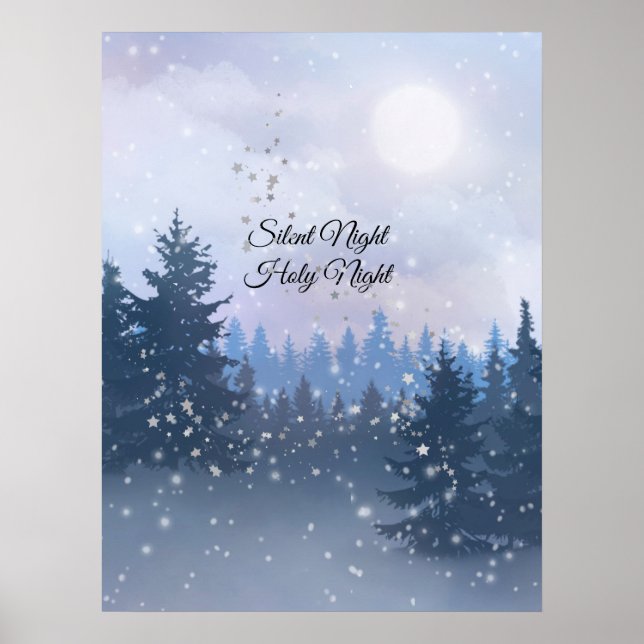 Poster Nuit silencieuse Saint-Nuit Magique Hiver Illustra (Devant)