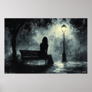 Poster Nuit solitaire sous le réverbère