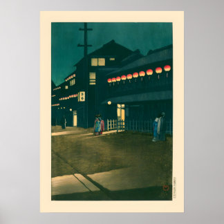 Poster Nuit Souemoncho par Kawase Hasui