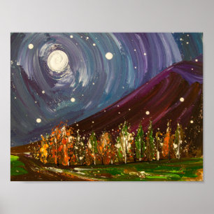 Poster Nuit torride sur les arbres d'automne