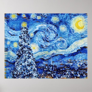 Poster Nuit Van Gogh Starry - White Christmas Tree Poste