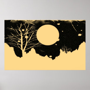 Poster Nuit vintage Lune #3