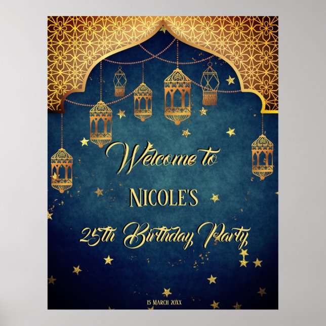 Poster nuits arabes Anniversaire fête accueil personnalis (Devant)