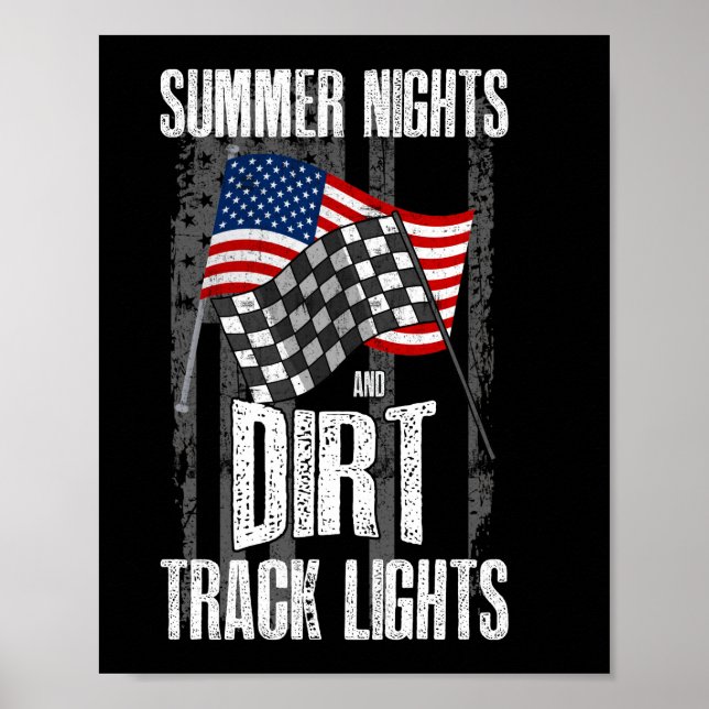 Poster Nuits d'été Dirt Track Lights Racing Motocross (Devant)