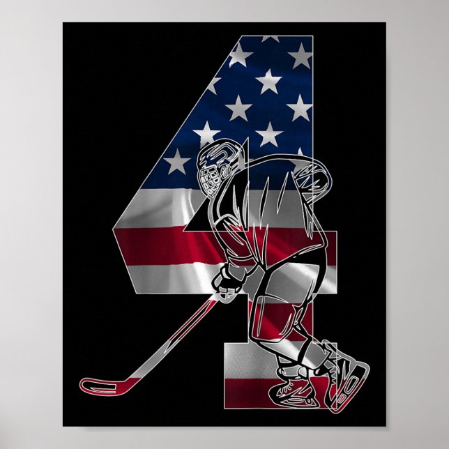 Poster Number 4 Years Ice Hockey 4th Birthday (1)  (Devant)