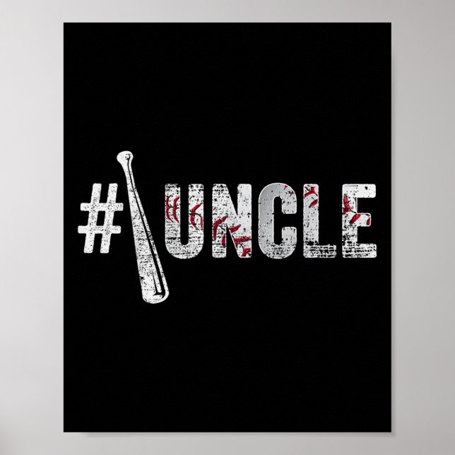 Poster Number One Baseball Uncle Fathers Day Funny Baseba (Devant)