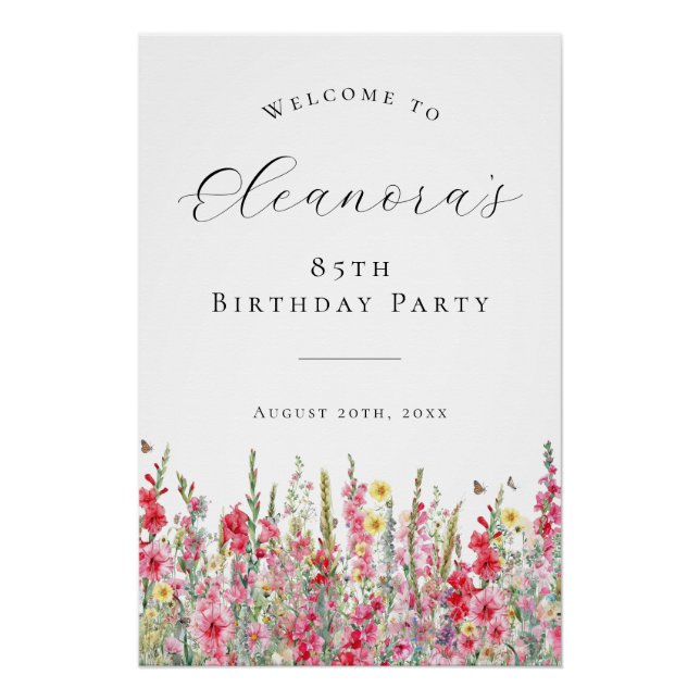 Poster NUMÉRIQUE 85e anniversaire Août Fleur de naissance (Devant)