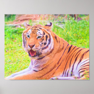 Poster numérique de tigre de Sibérie peint