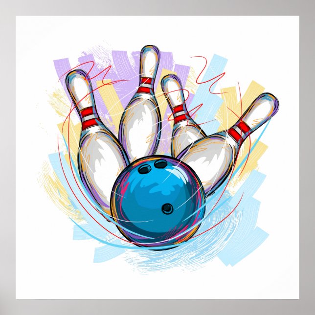 Poster numériquement bowling peint (Devant)