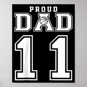 Poster Numéro 11 Papa de basket-ball fier personnalisé