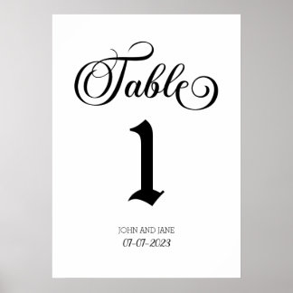 Poster Numéro de table mariage