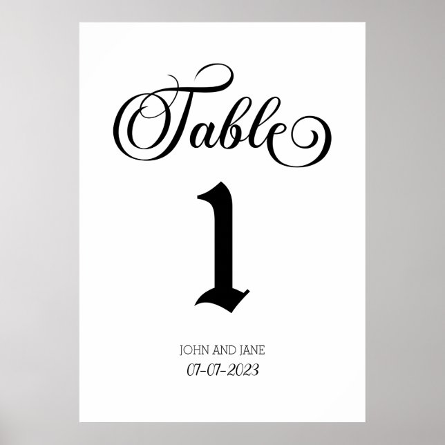 Poster Numéro de table mariage (Devant)