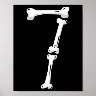 Poster Numéro d'os de squelette 7 Numéro effrayant 67 Six