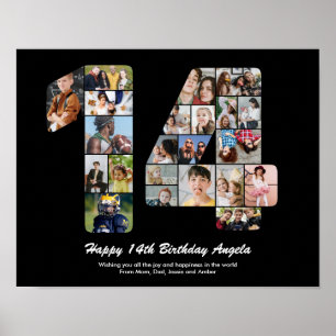 Poster Numéro du 14e anniversaire 14 Collage photo person