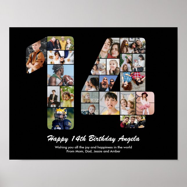 Poster Numéro pour 14e anniversaire Collage photo personn (Devant)