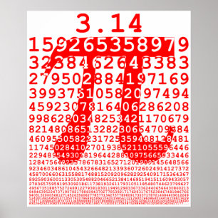 Poster Numéro rouge d'origine pi jour symbole mathématiqu