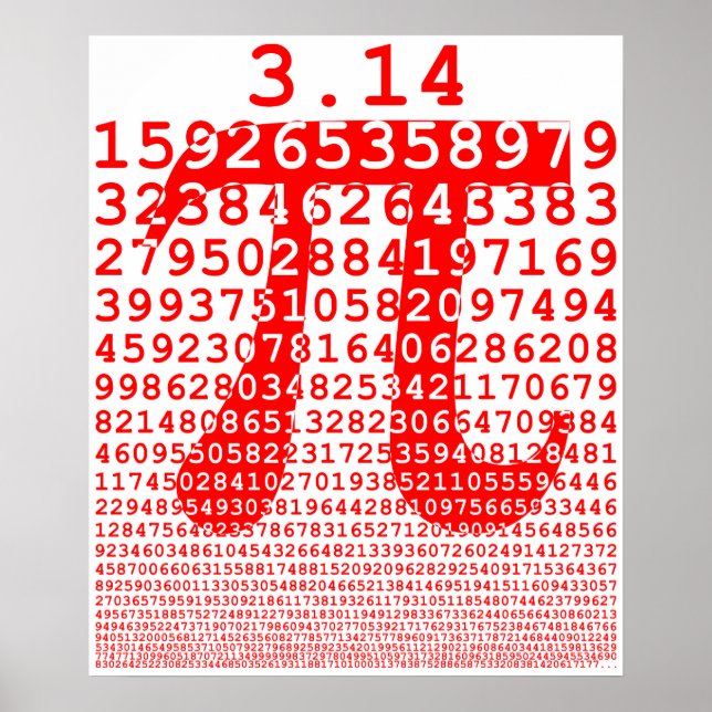 Poster Numéro rouge d'origine pi jour symbole mathématiqu (Devant)