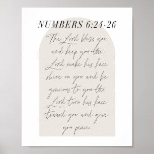 Poster Numéros 6:24-26 Script minimal Boho Arc Beige Boho