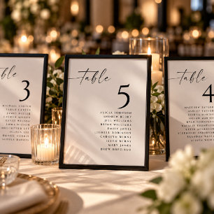 Poster Numéros de table de plan de table de mariage 20x25