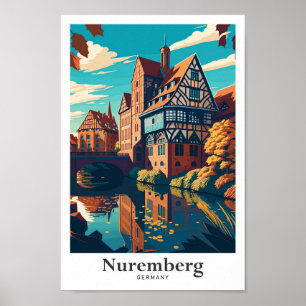 Poster Nuremberg Allemagne Art Voyage Illustration