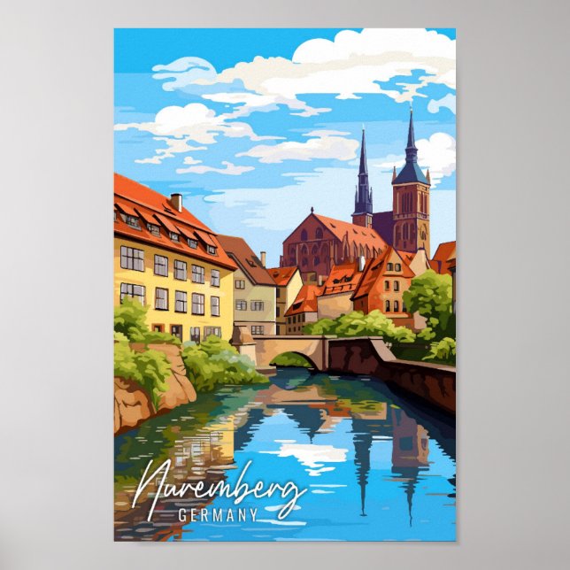 Poster Nuremberg Allemagne Illustration de voyage artisan (Devant)