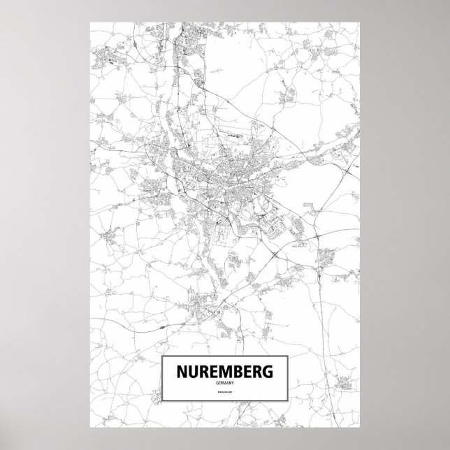 Poster Nuremberg, Allemagne (noir sur blanc) (Devant)
