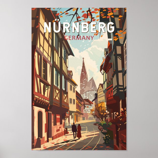 Poster Nuremberg Allemagne Travel Art Vintage (Devant)
