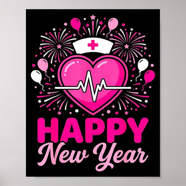 Poster Nurse Crew Heartbeat Nye Countdown Party Year Happ (Devant)