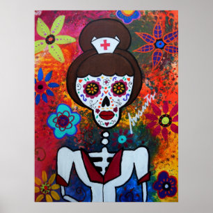 POSTER NURSE DIA DE LOS MUERTOS