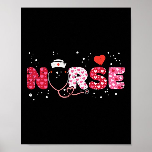 Poster Nurse Valentines Day Valentine Scrub Top Femmes Sc (Devant)