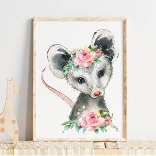 Poster Nurserie d'animaux de la forêt Baby Possum Impre