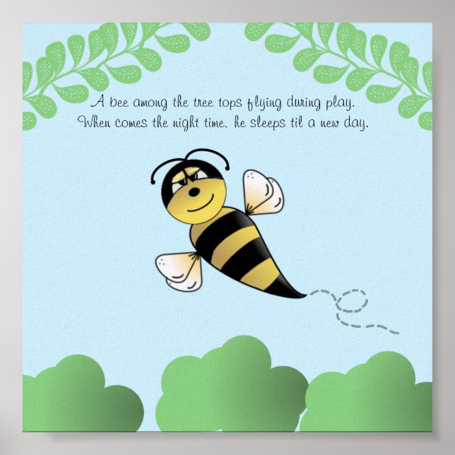 Poster Nurserie ou Chambre d'Enfant abeille bourdon (Devant)