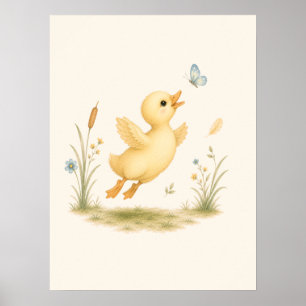 Poster Nurserie Petit Canard & Papillon