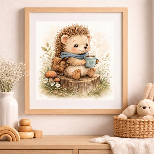 Poster Nurserie pour enfants au hérisson mignon