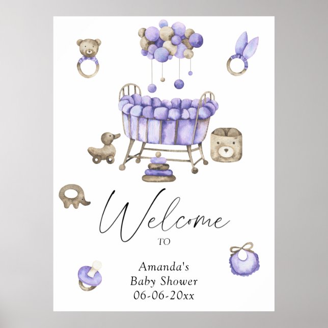 Poster Nursery - baby shower de bienvenue (Devant)