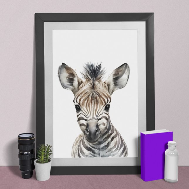 Poster Nursery bébé zèbre à l'aquarelle chambre d'enfant (Créateur téléchargé)
