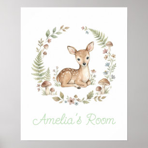 Poster Nursery Bohème Aquarelle de Cerf Personnalisé pour