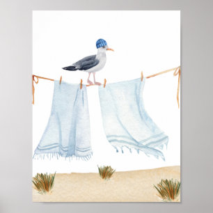 Poster Nursery Lessive Moucheté de Chapeau de Plage Nauti
