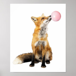 Poster Nursery Photo Fox soufflant Bubble mignonne animal