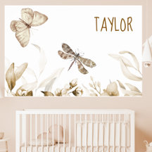 Nursery pour bébé à fleurs sépia vintage aquarelle