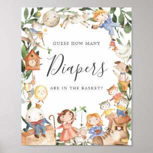 Poster Nursery Rhymes Baby shower Devine Combien De Diape