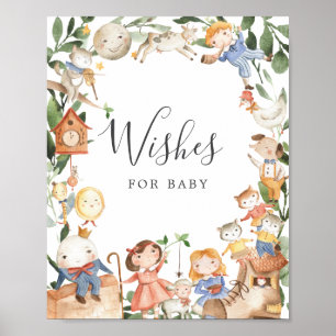 Poster Nursery Rhymes Baby shower Souhaite Pour Baby Sign