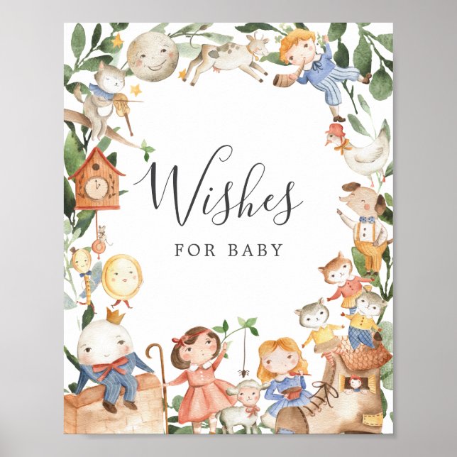 Poster Nursery Rhymes Baby shower Souhaite Pour Baby Sign (Devant)