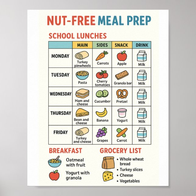 Poster Nut Repas gratuit pour les déjeuners scolaires (Devant)