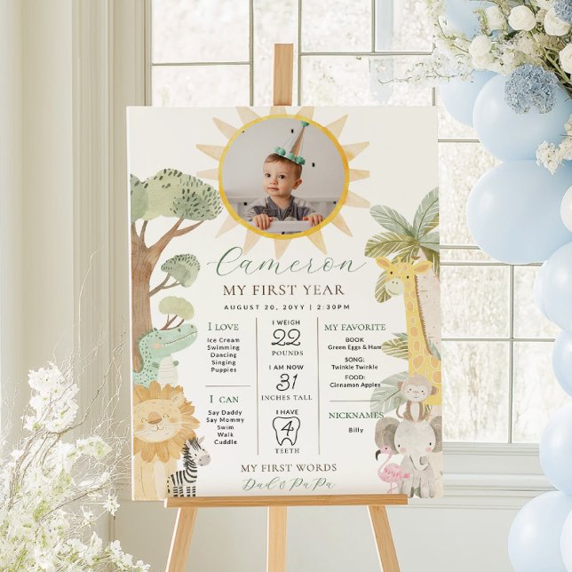 Poster Nyala Safari Animaux Premier anniversaire Jalon (Créateur téléchargé)