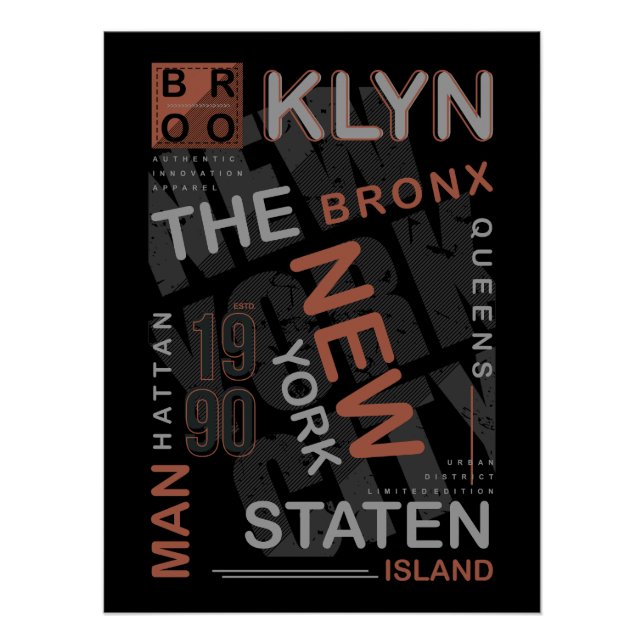 Poster NYC Boroughs (Devant)