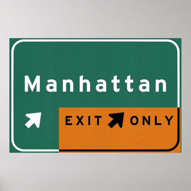 Poster NYC Manhattan Sortie Interstate Highway Freeway Ro (Devant)