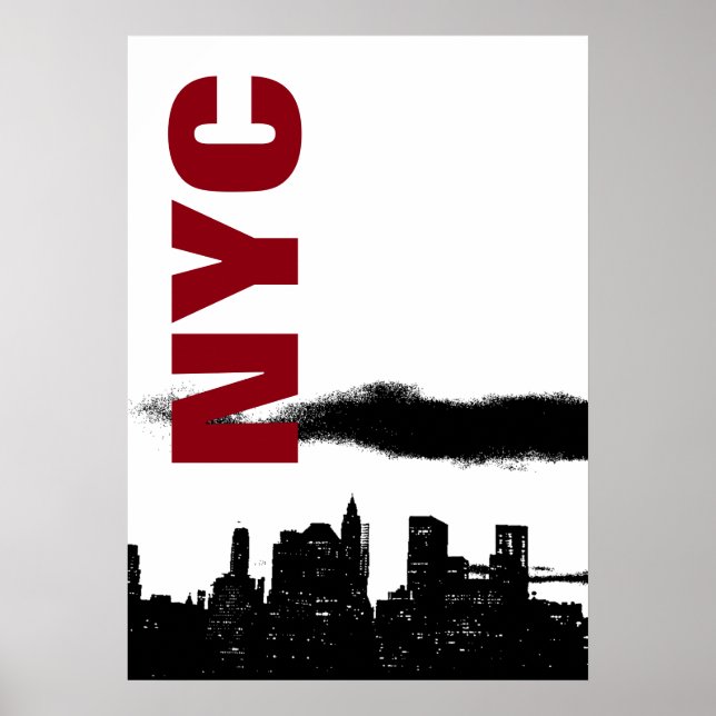 Poster NYC Noir Blanc Manhattan Silhouette Pop Art (Devant)
